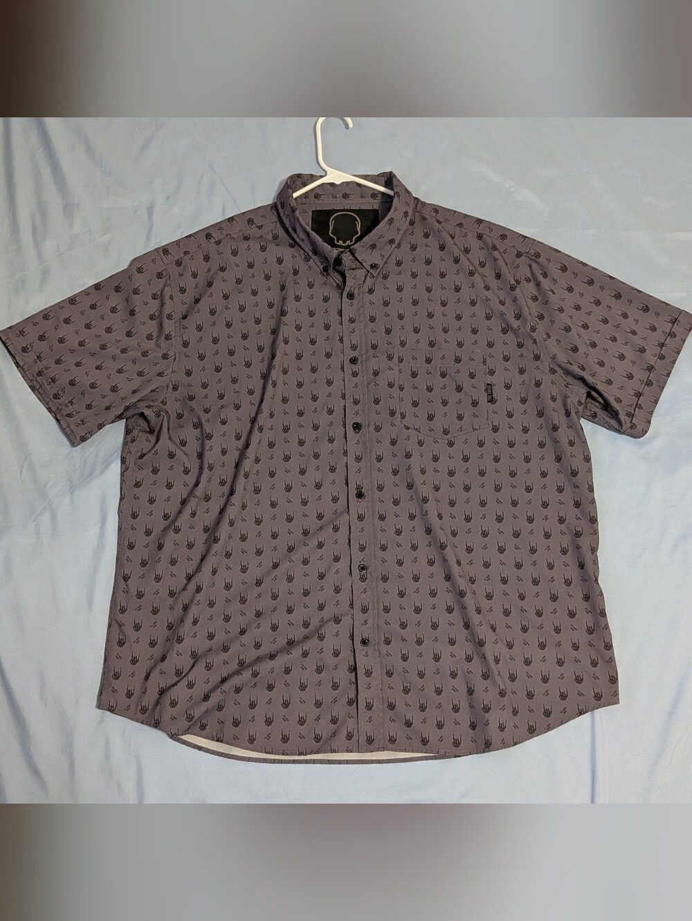 The Drive Clothing Shirt Mens 3XL Grey Button Performance Stretch Skull AOP